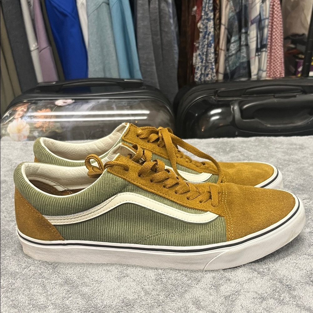 Vans Olive Green and Brown Old School Sneakers